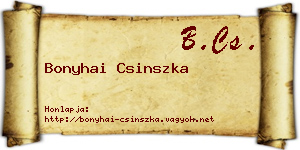 Bonyhai Csinszka névjegykártya